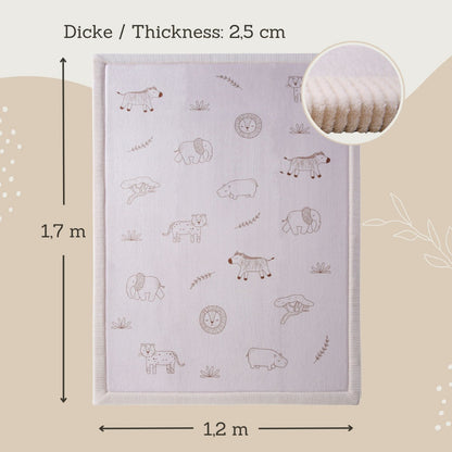 Hakuna Matte - CloudSoft Play Mat Carpet - Safari Animals 170 x 120 x 2.5 cm