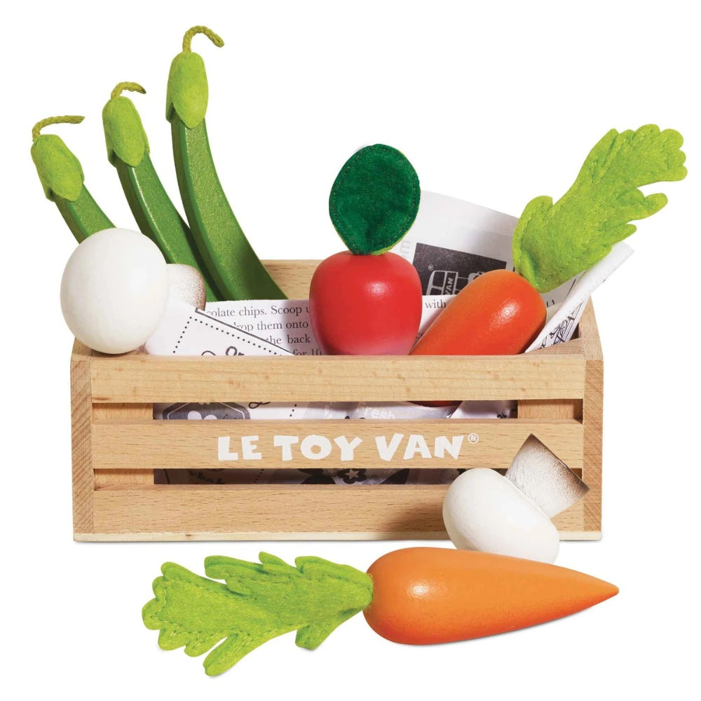 Le Toy Van - Wooden Harvest Vegetables Food Crate - 10pcs