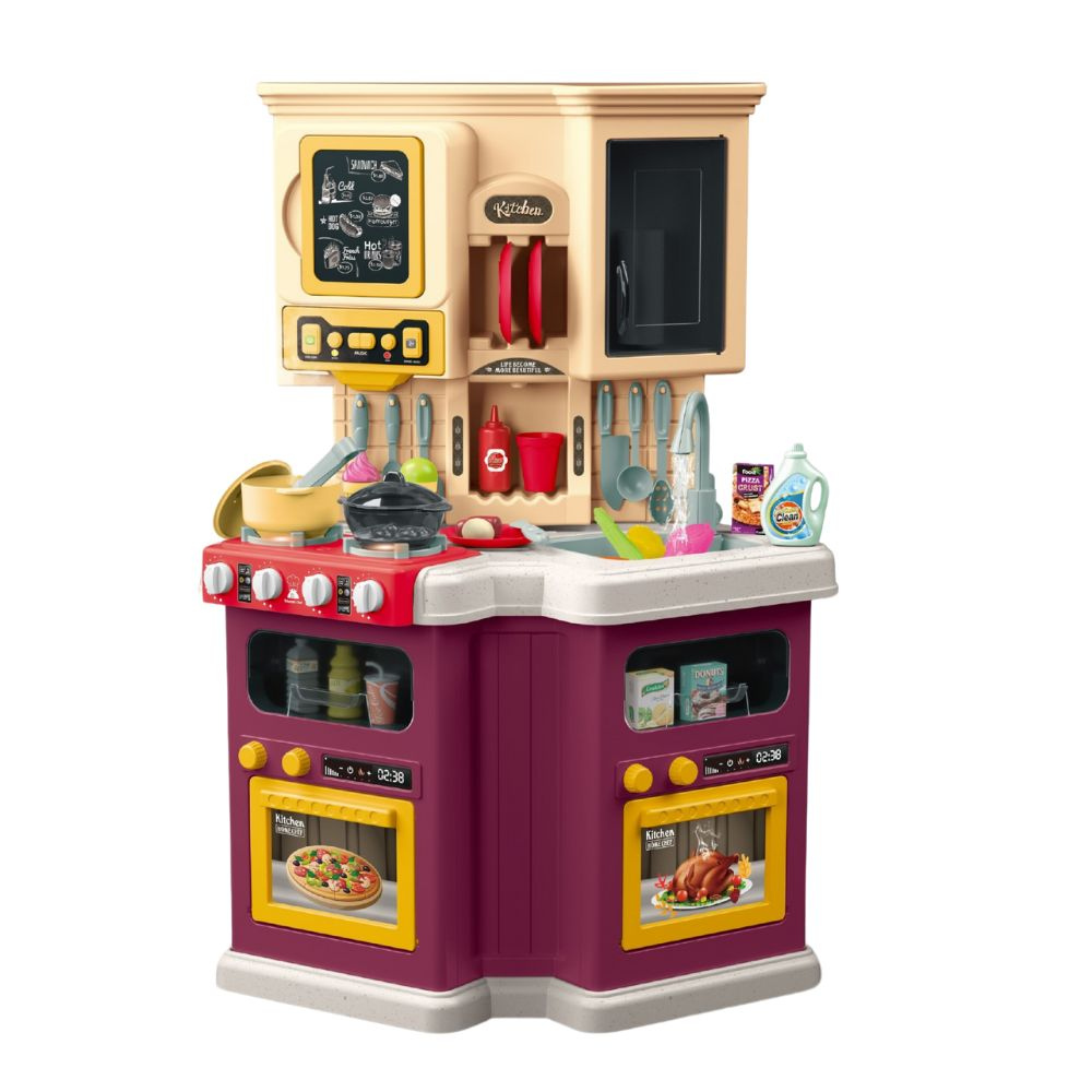 Cogo - Pretend & Play Kitchen Set - Burgundy - 67 Accessories