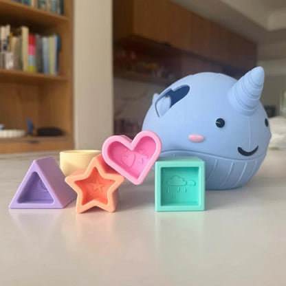 Jellystone Designs - Narwhal Silicone Shape Sorter - Pastel