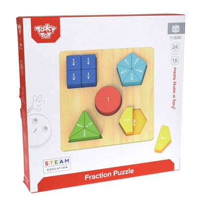 TookyToy - Wooden Fraction & Shapes Puzzle