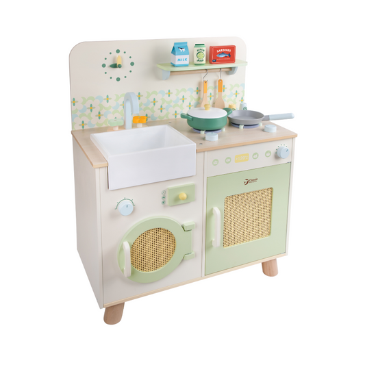 Classic World - Pretend & Play - Wooden Natural Kitchen - 16pcs