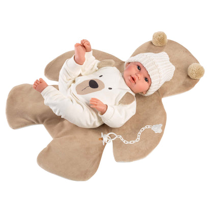 Llorens - Baby Boy Doll with Bear-Themed Blanket, Clothing & Accessories - 36cm (Mechanism Optional) - Motherhood