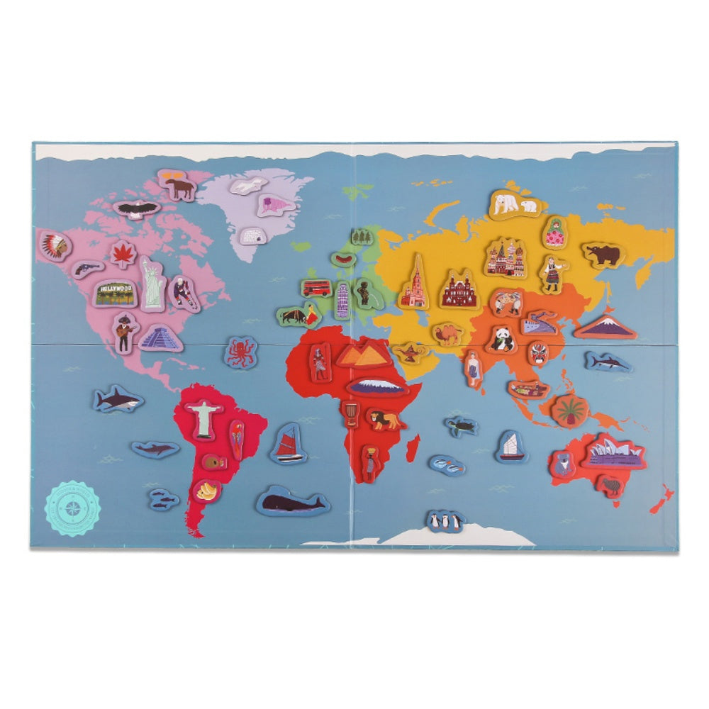 Mideer - Magnetic World Map Board - 148-Piece Geography Learning for Kids