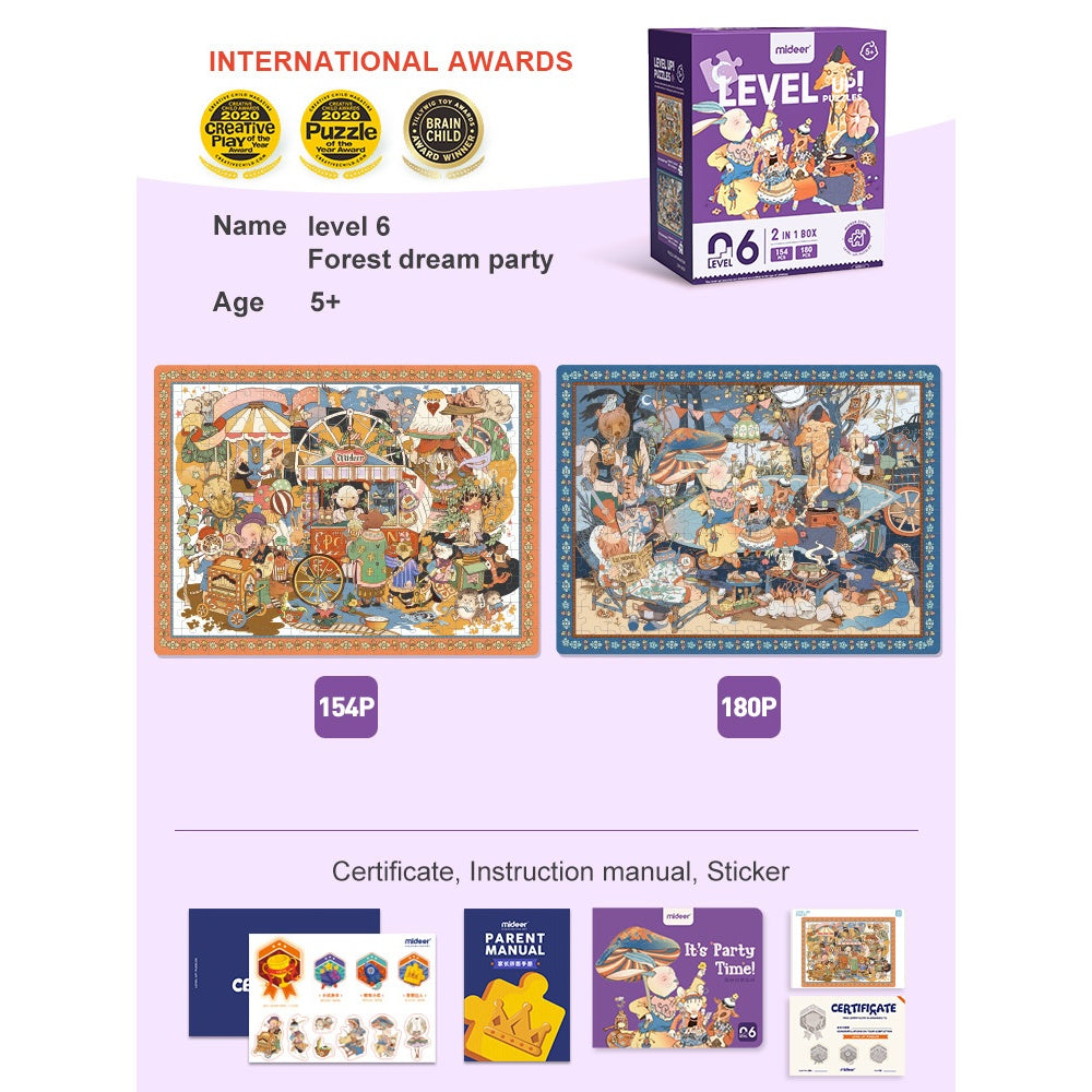 Mideer - Level Up Jigsaw Puzzle for Kids - 2-in-1 - Level 6 Forest Fantasy