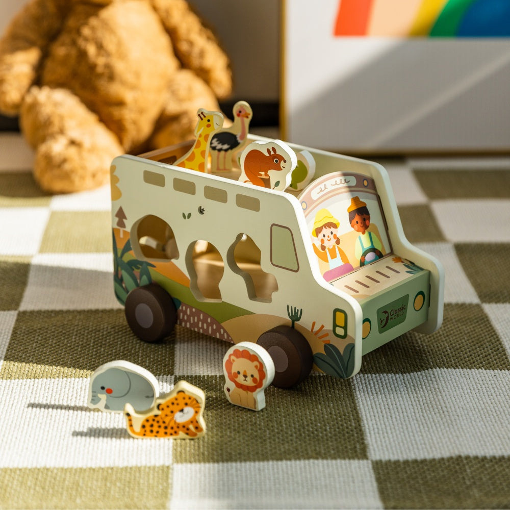 Classic World - Safari Adventurer Wooden Shape Sorter and Play Truck