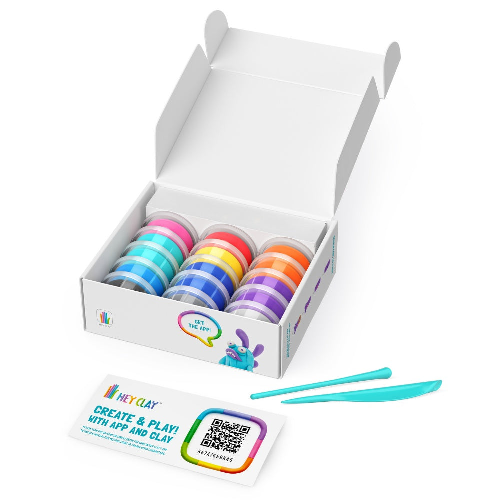 Hey Clay - Modelling Air-Dry Clay with Fun Interactive App - Beasts, 15 cans