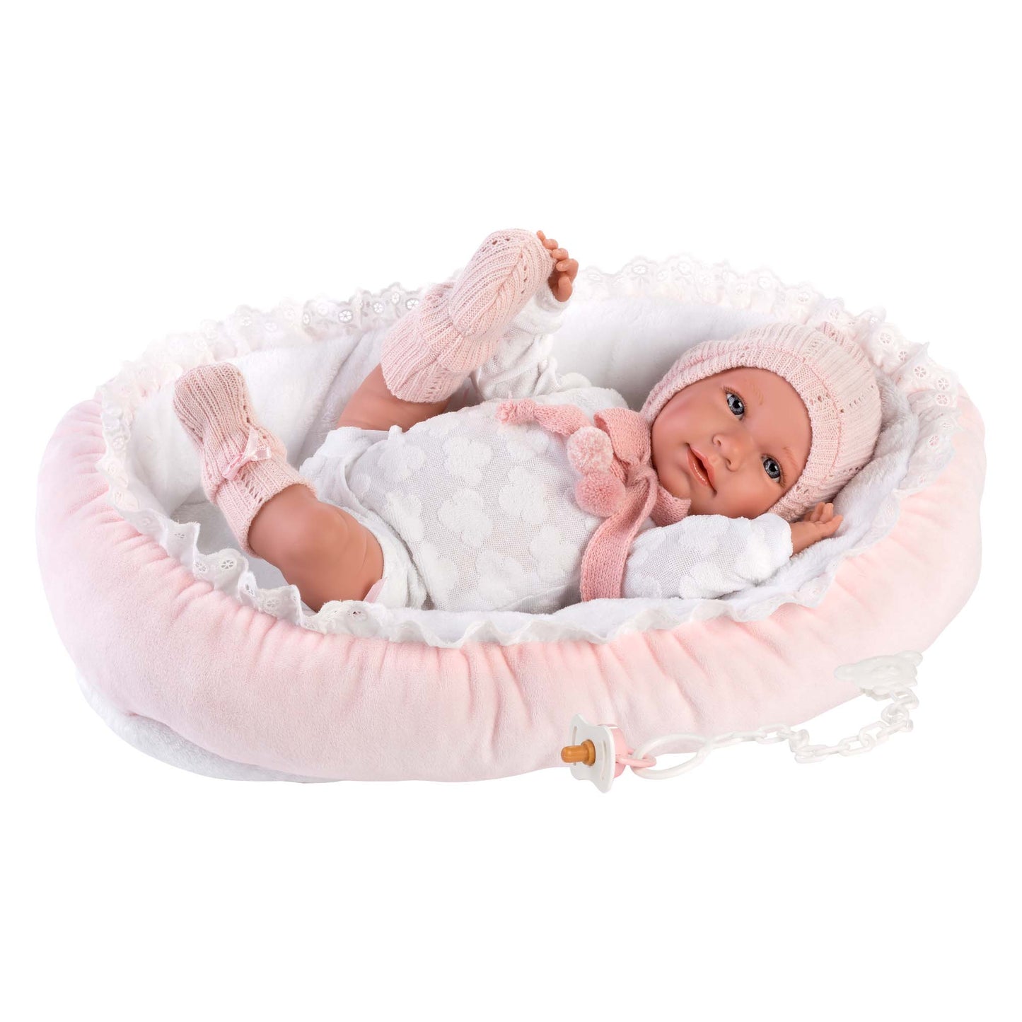 Llorens - Baby Girl Doll with Clothing, Accessories & Pink Crib - 42cm (Mechanism Optional)