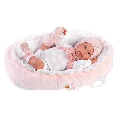 Llorens - Baby Girl Doll with Clothing, Accessories & Pink Crib - 42cm (Mechanism Optional)