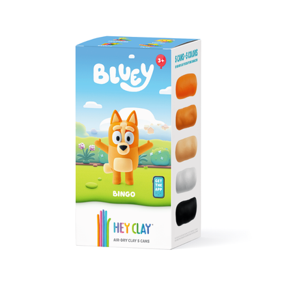 Hey Clay - Modelling Air-Dry Clay with Fun Interactive App - Bingo, Bluey Series, 5 cans