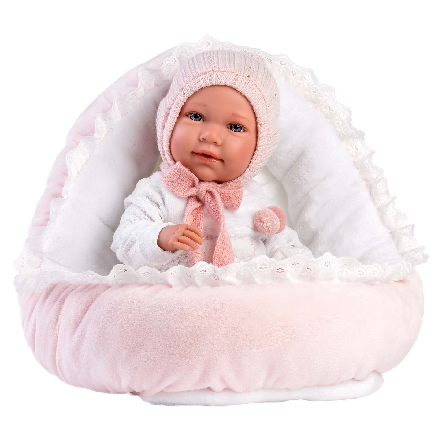 Llorens - Baby Girl Doll with Clothing, Accessories & Pink Crib - 42cm (Mechanism Optional)