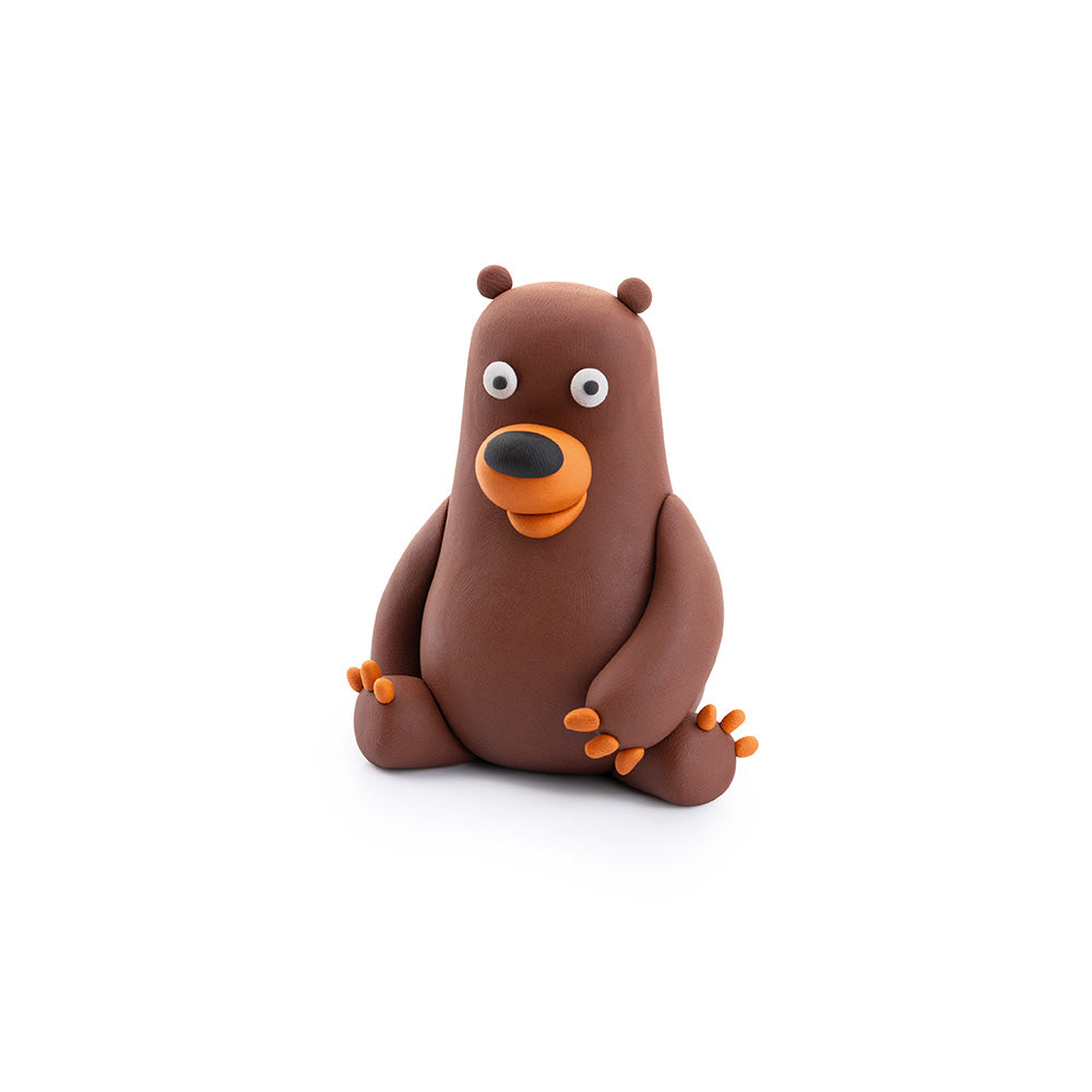 Hey Clay - Modelling Air-Dry Clay with Fun Interactive App - Bear, series Forest Animals, 3 cans