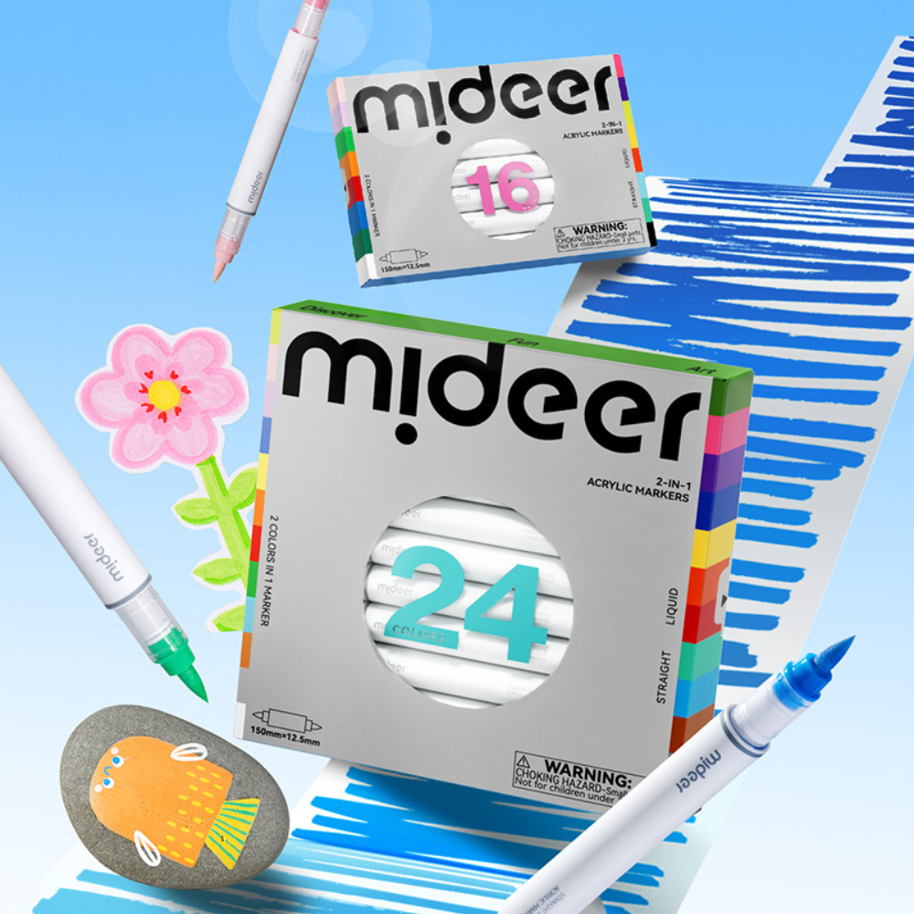 Mideer - Dual-Tip Acrylic Markers - 16 Colours
