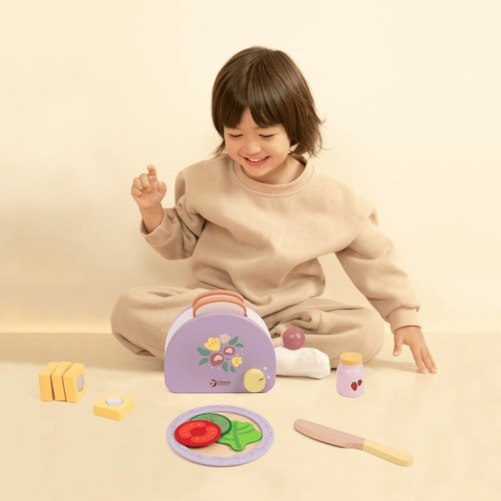 Classic World - Pretend & Play - Wooden Toaster Breakfast Set - 13pcs