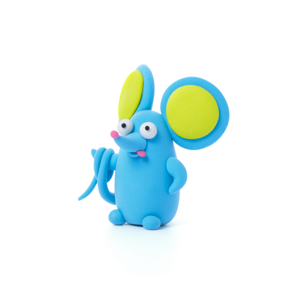 Hey Clay - Modelling Air-Dry Clay with Fun Interactive App - Mouse, series Fluffy Pets, 3 cans