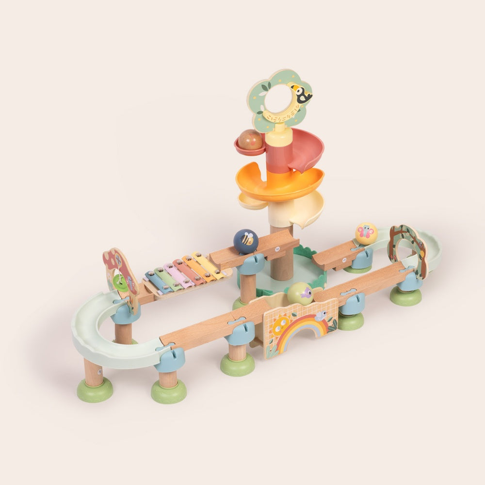 TookyToy - Montessori Multi-Activity Ball Drop Track Toy - 43 Pieces