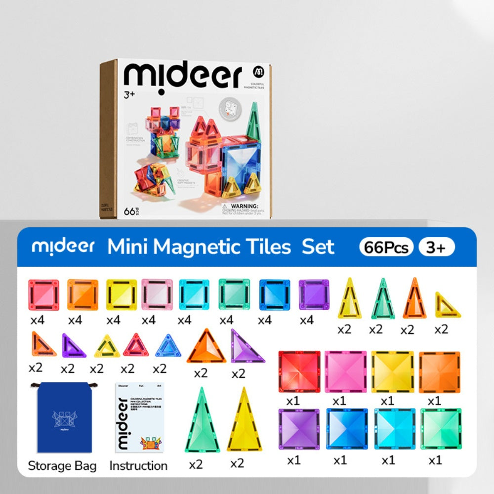 Mideer - Colourful Mini Magnetic Tiles Building Set - 66pcs