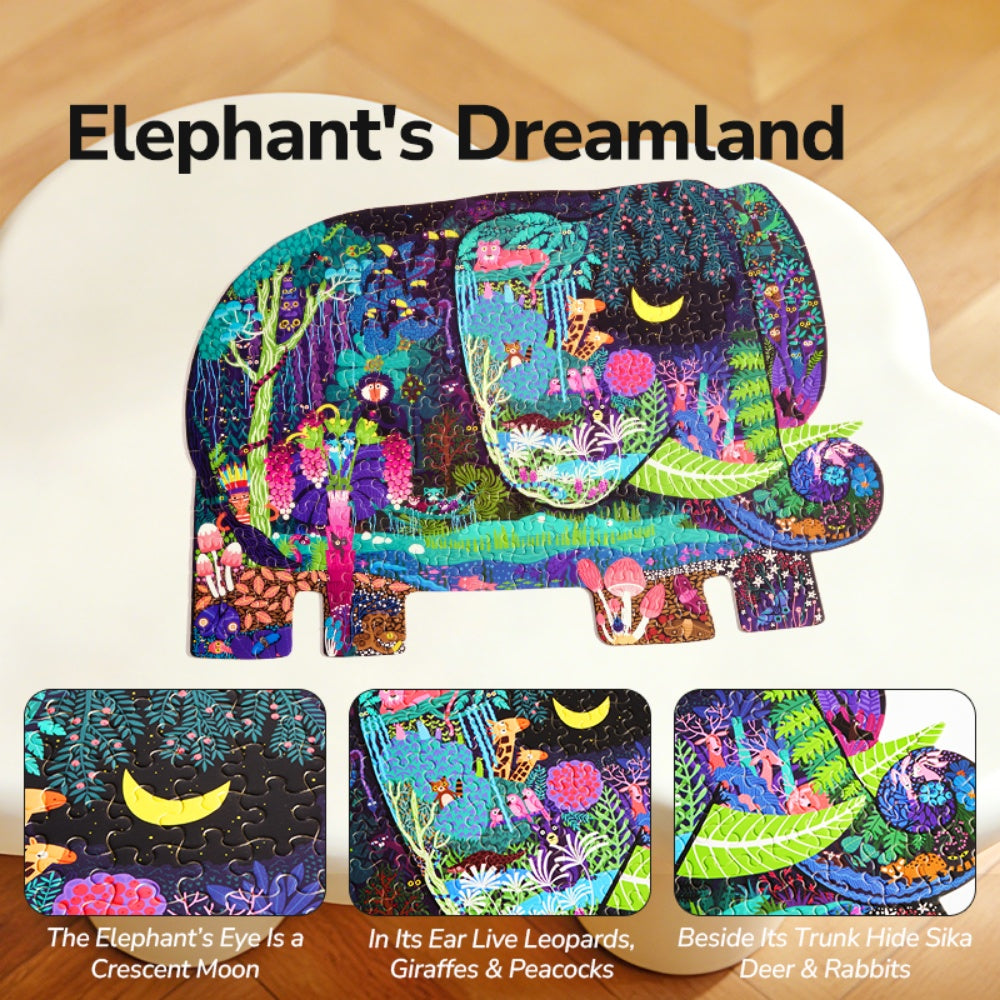 Mideer - Artist Puzzle: Elephant Dream - 280 Piece Shaped Jigsaw for Kids