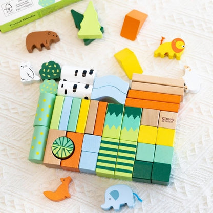 Classic World - Wooden Forest Building Blocks - 50pcs