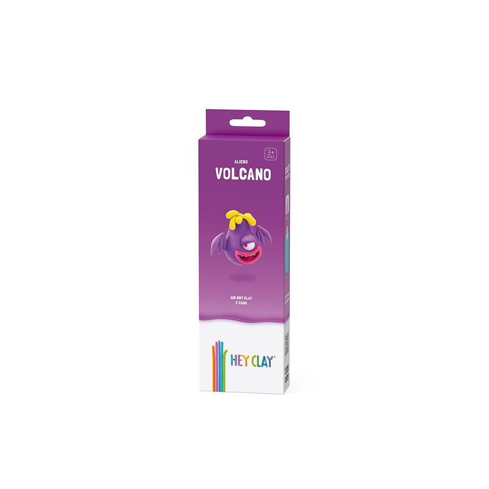 Hey Clay - Modelling Air-Dry Clay with Fun Interactive App - Volcano, series Aliens, 3 cans-**