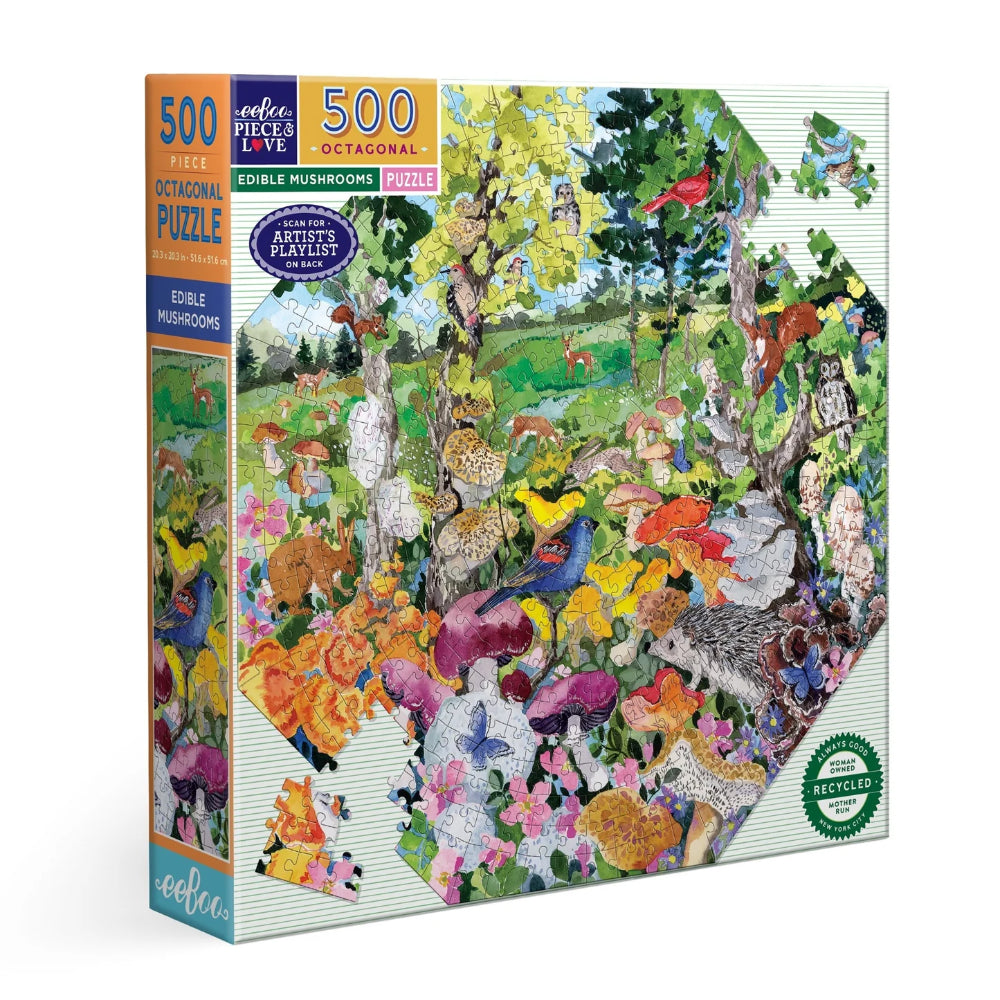eeBoo - Edible Mushrooms 500 Piece Octagonal Puzzle