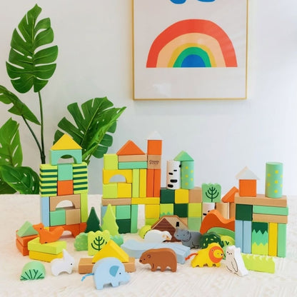 Classic World - Wooden Forest Building Blocks - 100pcs