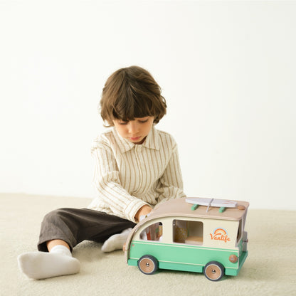 Classic World - Pretend & Play Camper Van Doll House - Wooden Play Set - 9pcs