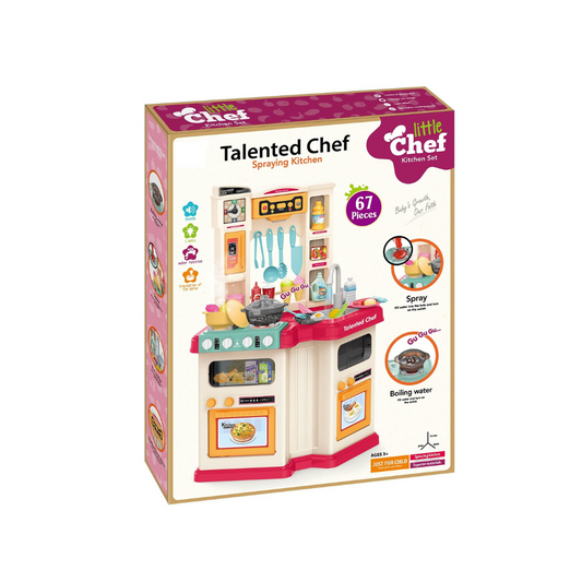 Cogo - Pretend & Play Kitchen Set with Light & Sound Effects - Pink - 67 Pieces