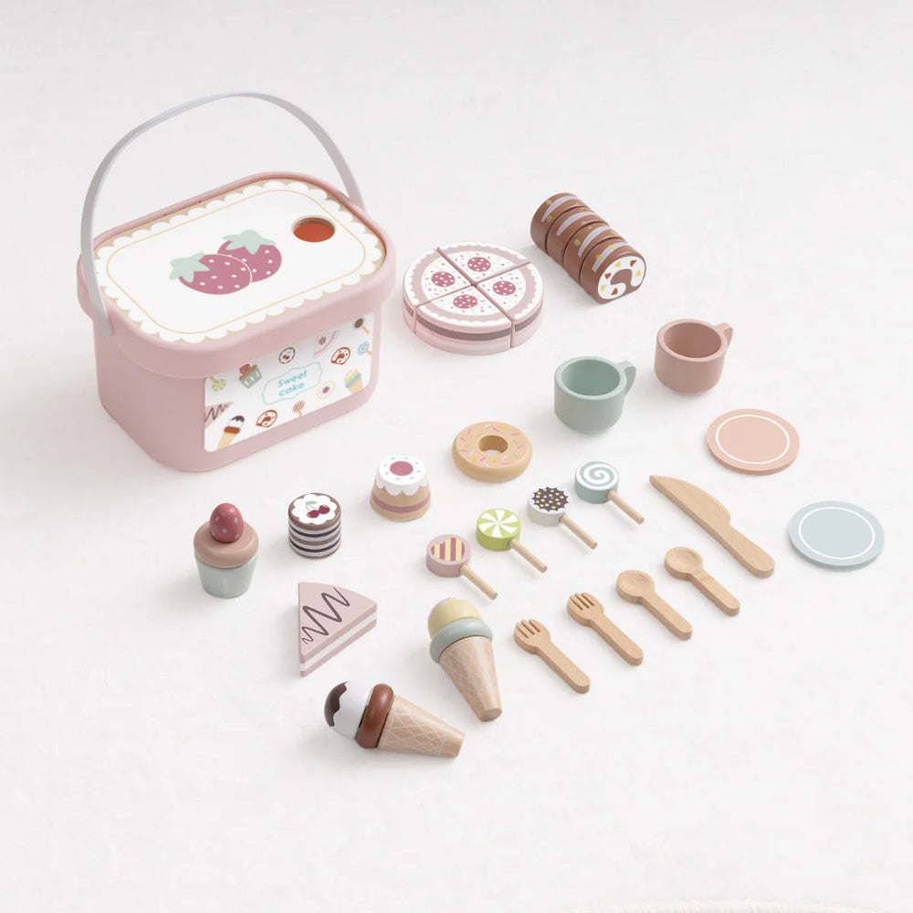 TookyToy - Wooden Tea Party Set in Portable Storage Box - 34 Pieces