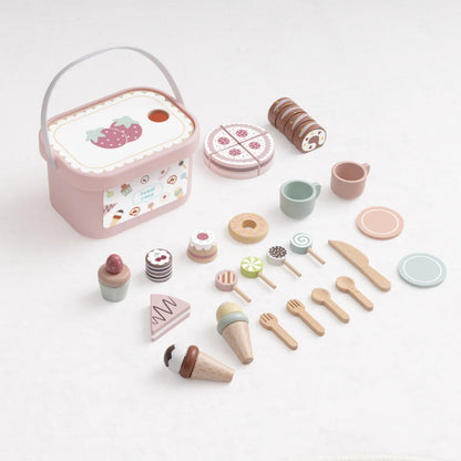 TookyToy - Wooden Tea Party Set in Portable Storage Box - 34 Pieces