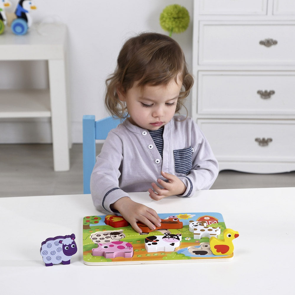 TookyToy - Wooden Chunky Farm Animasl Puzzle