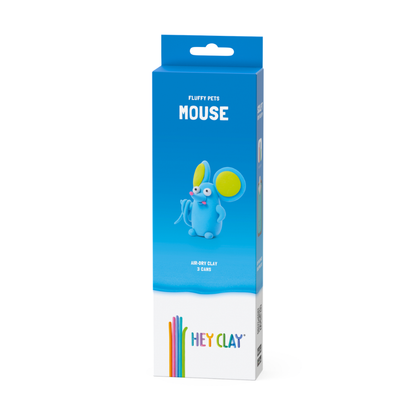 Hey Clay - Modelling Air-Dry Clay with Fun Interactive App - Mouse, series Fluffy Pets, 3 cans
