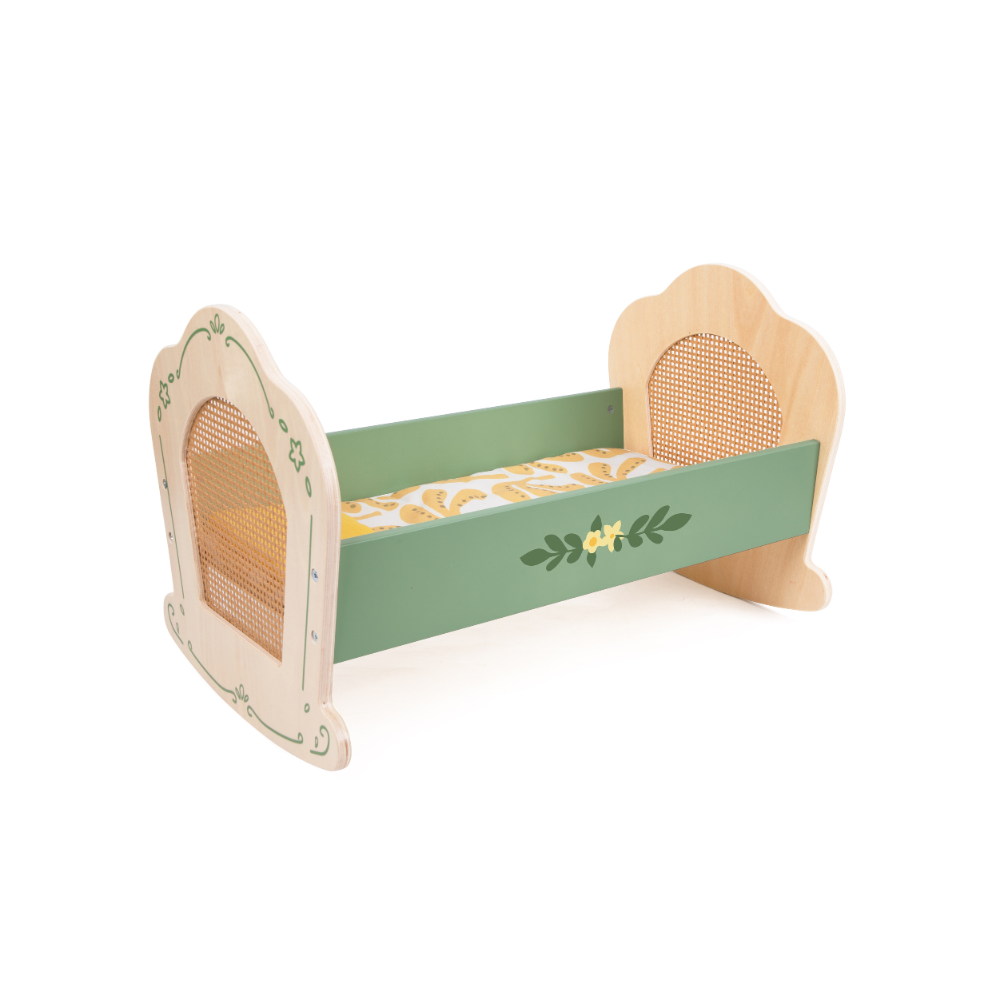 Classic World - Pretend & Play - Vintage Wooden Doll Cradle - 3pcs
