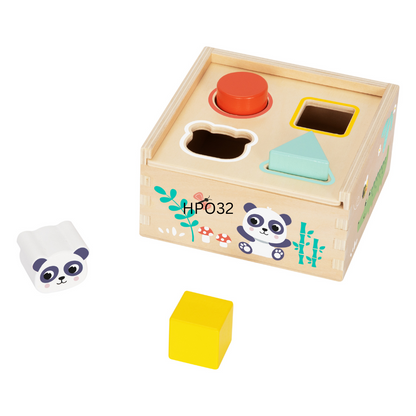hi Pando - Colourful Wooden Shape Sorter with Animal Illustrations - 5pcs
