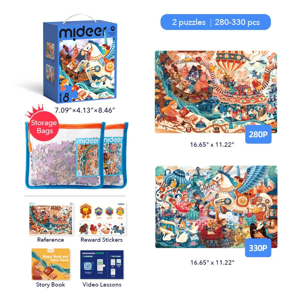 Mideer - Level Up Jigsaw Puzzle for Kids - 2-in-1 - Level 8 Fairytale Land