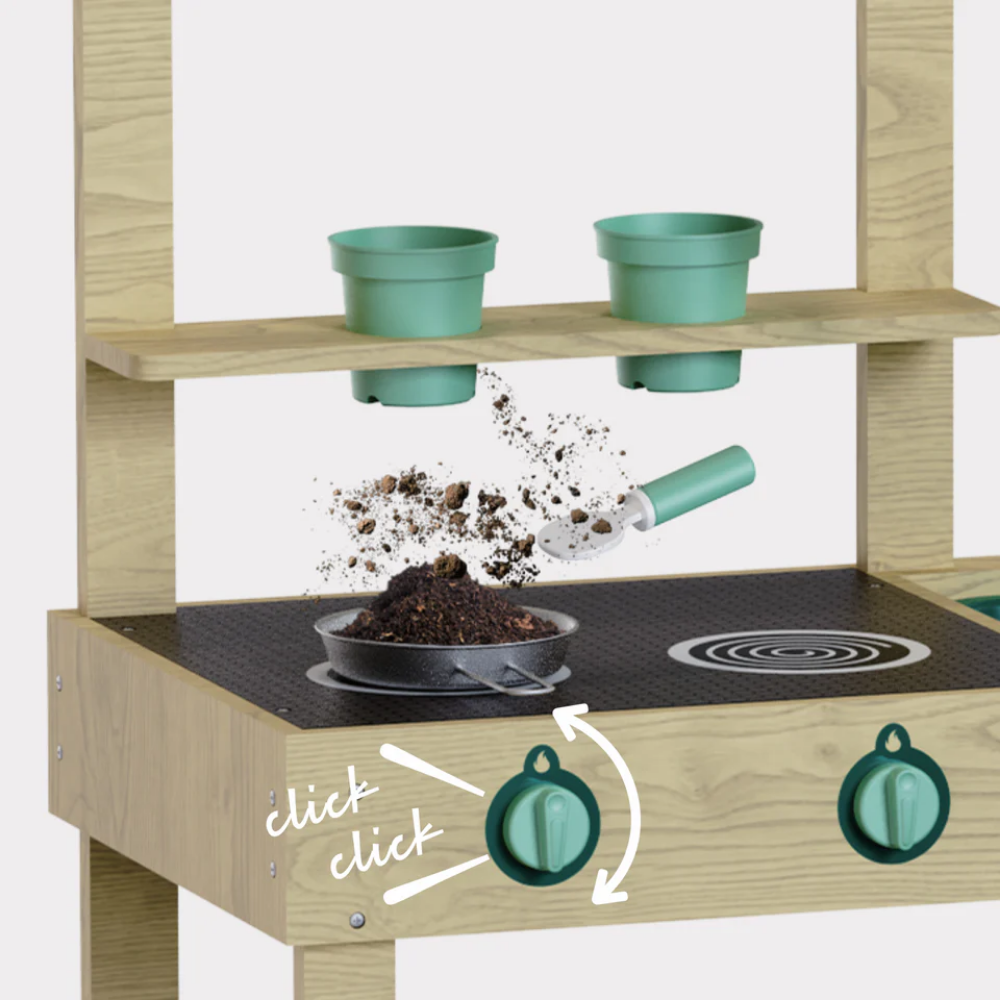 TopBright - Outdoor Wooden Mud Kitchen with Accessories - 8 Pieces