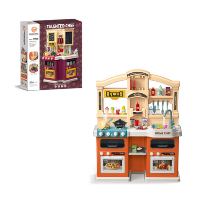 Cogo - Pretend & Play Kitchen Set - Burgundy - 67 Accessories