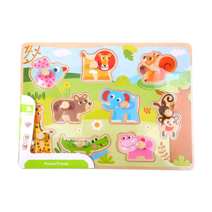 TookyToy - Wooden Peg Puzzle - Animals