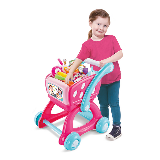 Cogo - 2-in-1 Pretend Play Kitchen & Shopping Cart with Light & Sound