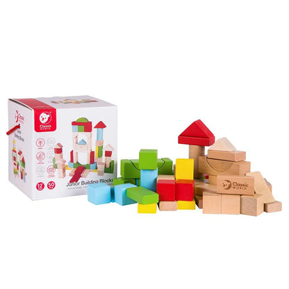 Classic World - Wooden Building Blocks - Junior Blocks - 50pcs
