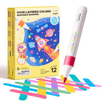 Jar Meló - Fine Tip Washable Markers - 12 Vivid Colours