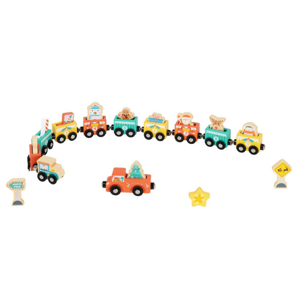 hi Pando - Wooden Train Set Advent Calendar - 24 Pieces