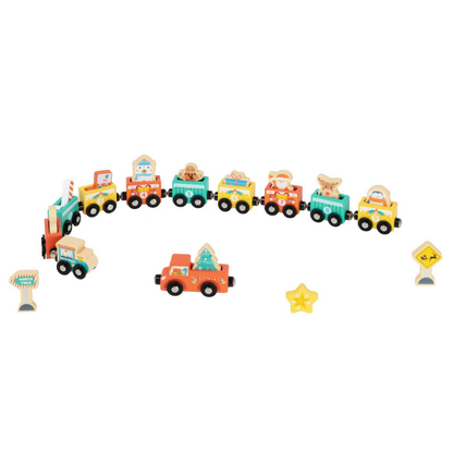 hi Pando - Wooden Train Set Advent Calendar - 24 Pieces