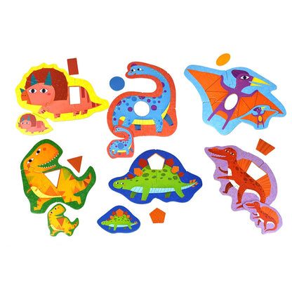 Jar Meló - My First Dinosaur Puzzle Set - 6 Chunky Puzzles 33 Pieces