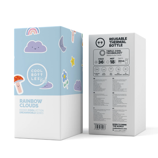 Cool Bottles - Kiddies Triple-Insulated Water Bottle - Rainbow Clouds 350ml
