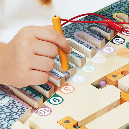 TopBright - Wooden Dinosaur Magnetic Maze - Colour Sorting & Matching Toy