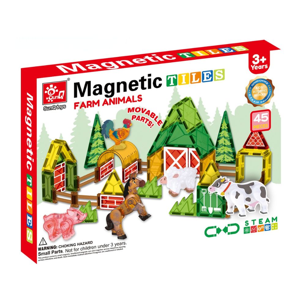 Magnetic Tiles - Farm Animal Set - 45 Pieces