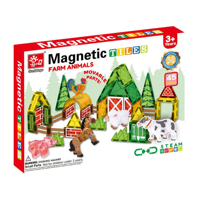 Magnetic Tiles - Farm Animal Set - 45 Pieces