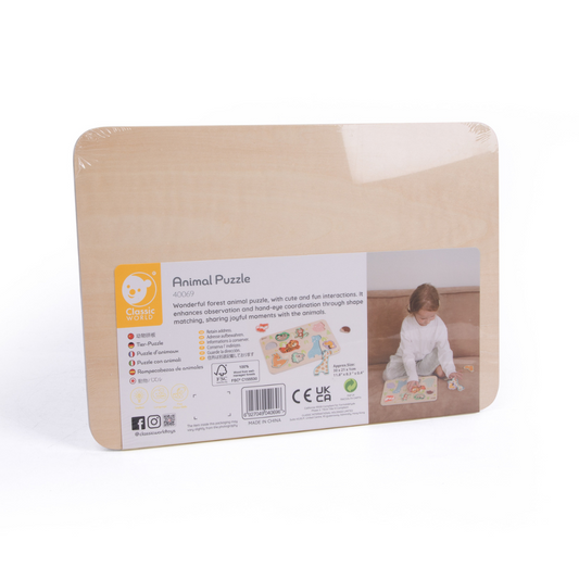 Classic World - Wooden Puzzle - Animals - 10pcs