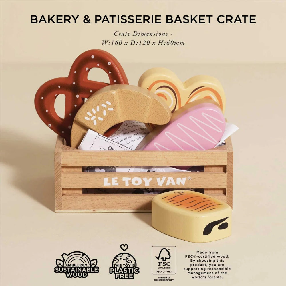 Le Toy Van - Wooden Bakery & Patisserie Food Crate - 7pcs